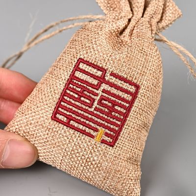 Modello di cartone animato Diy personalizzato Protezione ambientale Canapa Moda Linen Drawstring Bag