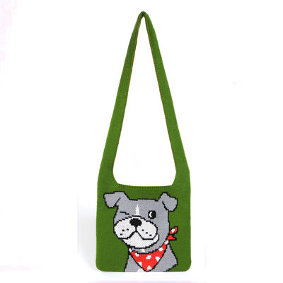 Borsa a maglia fatta a mano di colore luminoso Testa di tessuto in neoprene in PU per dimensioni medie
