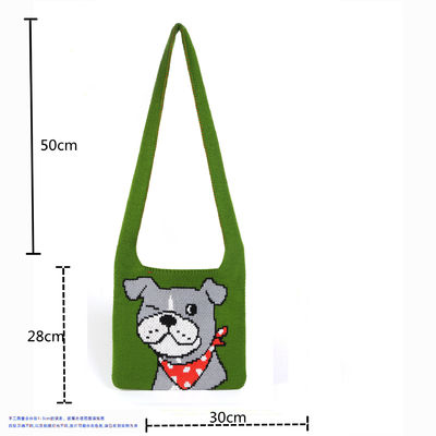 Borsa a maglia fatta a mano di colore luminoso Testa di tessuto in neoprene in PU per dimensioni medie