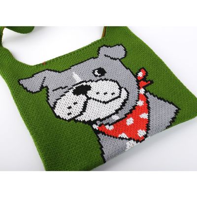 Borsa a maglia fatta a mano di colore luminoso Testa di tessuto in neoprene in PU per dimensioni medie