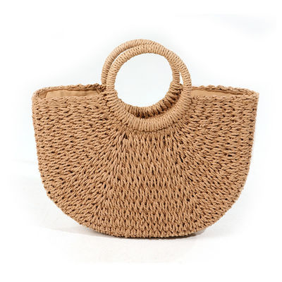 Medium Size Straw Beach Tote Bag con stampa di moda di Bali e disegno di animazione