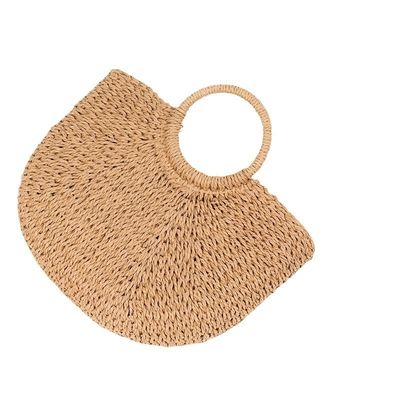Medium Size Straw Beach Tote Bag con stampa di moda di Bali e disegno di animazione
