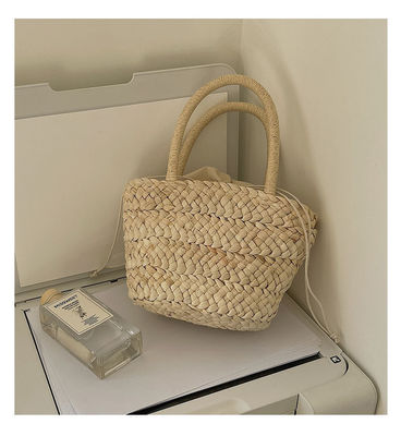 Stile maneggevole Moda donna grande capacità Borsa da mano di paglia da spiaggia Tessuto a maglia Crochet Tote poliestere