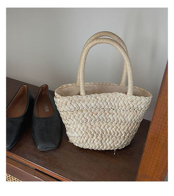 Stile maneggevole Moda donna grande capacità Borsa da mano di paglia da spiaggia Tessuto a maglia Crochet Tote poliestere