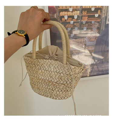 Stile maneggevole Moda donna grande capacità Borsa da mano di paglia da spiaggia Tessuto a maglia Crochet Tote poliestere