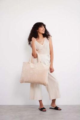 Donna Borsa da asciugamano Borsa da spiaggia ricamata su misura Large Pink Terry Cloth Carry