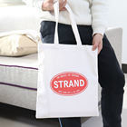 Logo personalizzato Stampato in cotone naturale semibianco tela di disegno a corda sacchetto per lo shopping