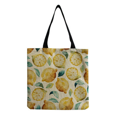 Canvas personalizzabile Moda Stampa di frutta Spalla Tote Reutilizzabile Stoffa Borsa da shopping OEM