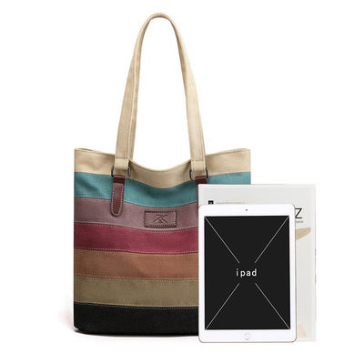 Borsa di blocco a colori a strisce d'epoca per acquisti e viaggi personalizzati