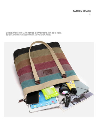 Borsa di blocco a colori a strisce d'epoca per acquisti e viaggi personalizzati