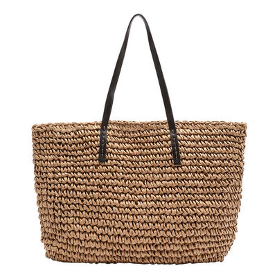 Colore personalizzato Maschera da spalla femminile Borsa da mano grande Straw Beach Tote Bag per la vita quotidiana