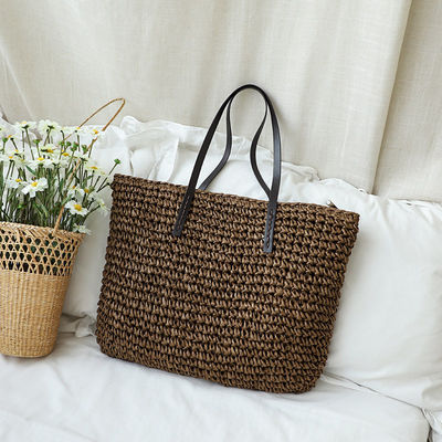 Colore personalizzato Maschera da spalla femminile Borsa da mano grande Straw Beach Tote Bag per la vita quotidiana