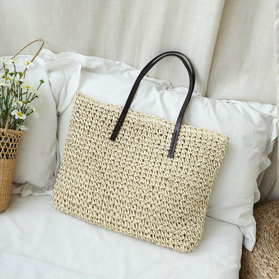 Colore personalizzato Maschera da spalla femminile Borsa da mano grande Straw Beach Tote Bag per la vita quotidiana
