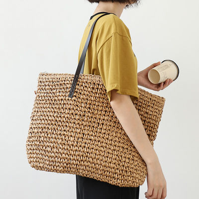 Colore personalizzato Maschera da spalla femminile Borsa da mano grande Straw Beach Tote Bag per la vita quotidiana