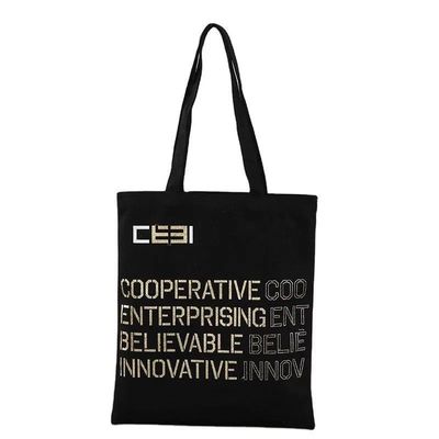 Borsa da bagno in cotone organico stampato Borsa da shopping grande riutilizzabile con logo personalizzato