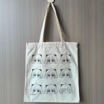 Borsa da bagno in cotone organico stampato Borsa da shopping grande riutilizzabile con logo personalizzato