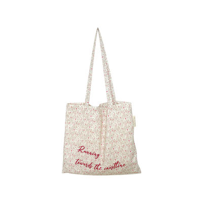 Borsa da spiaggia rosa a misura di fiori di tela naturale borsa per donne