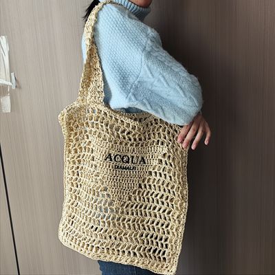 Sacchetto da picnic in stile coreano da donna con sacchetto di paglia con logo personalizzato
