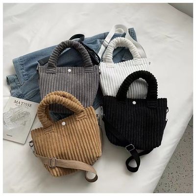 Borsa a mano in corduroy Logo personalizzato Stampa Crossbody Donna Borsa da shopping Mini Tote Bag Stile