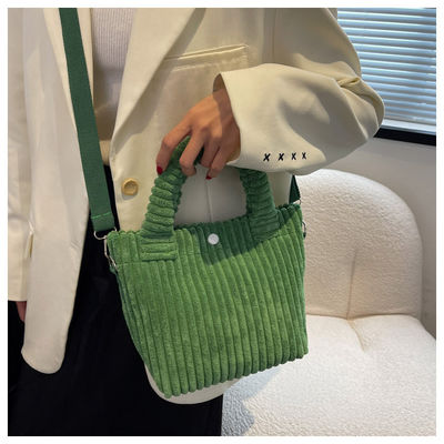 Borsa a mano in corduroy Logo personalizzato Stampa Crossbody Donna Borsa da shopping Mini Tote Bag Stile