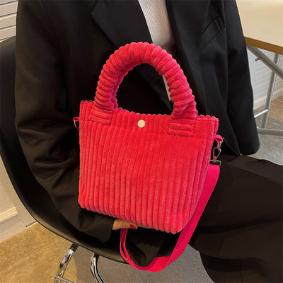 Borsa a mano in corduroy Logo personalizzato Stampa Crossbody Donna Borsa da shopping Mini Tote Bag Stile