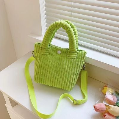 Borsa a mano in corduroy Logo personalizzato Stampa Crossbody Donna Borsa da shopping Mini Tote Bag Stile