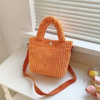 Borsa a mano in corduroy Logo personalizzato Stampa Crossbody Donna Borsa da shopping Mini Tote Bag Stile