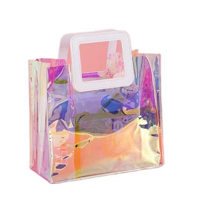 Stylish Reusable PVC Laser Transparent Holographic Tote Bag per gli appassionati di beach bag