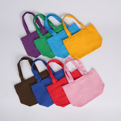 Borsa da mano in cotone a colori personalizzati Mini Tote Borse da shopping con stampa del logo personalizzato