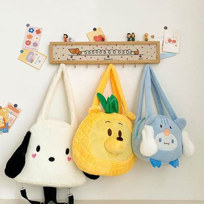 Borsa da shopping a base di peluche con logo personalizzato, borsa da mano per donne per la promozione dei regali natalizi