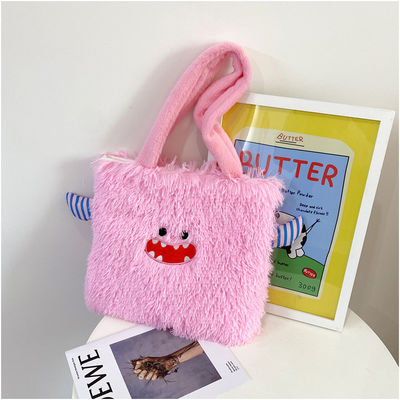 Borsa da shopping a base di peluche con logo personalizzato, borsa da mano per donne per la promozione dei regali natalizi