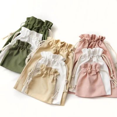 Taschino per imballaggio a corda di tessuto di tela di cotone organico riciclabile a colori di caramelle personalizzato