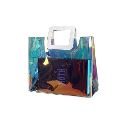 Chiusura aperta Custom trasparente regalo in PVC Iriscente Tote borsa cosmetica per un aspetto alla moda