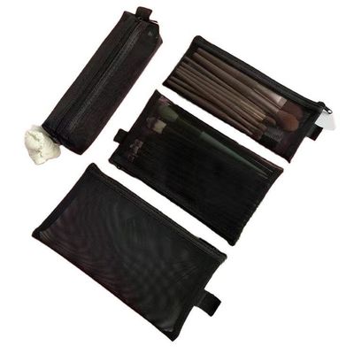 Stile maneggevole impermeabile trasparente maglia di nylon logo personalizzato grande sacchetto cosmetico trucco