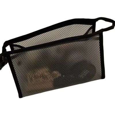 Stile maneggevole impermeabile trasparente maglia di nylon logo personalizzato grande sacchetto cosmetico trucco