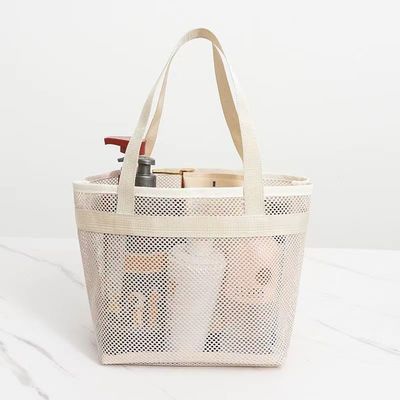 Borsa per la toilette a maglia di logo personalizzata Borsa per lo shopping ecologico con cerniera Borsa a maglia di nylon piccola