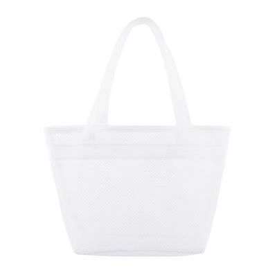 Borsa per la toilette a maglia di logo personalizzata Borsa per lo shopping ecologico con cerniera Borsa a maglia di nylon piccola