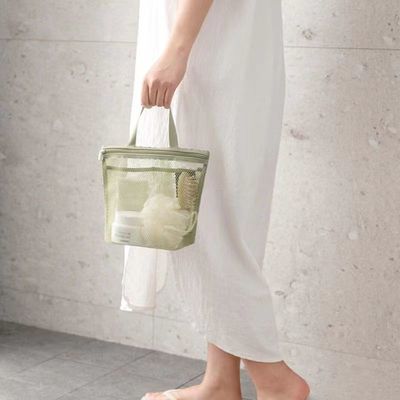 Borsa per servizi igienici a maglia personalizzata Borsetta di rete leggera Borsetta di maglia di nylon piccola per il deposito in bagno