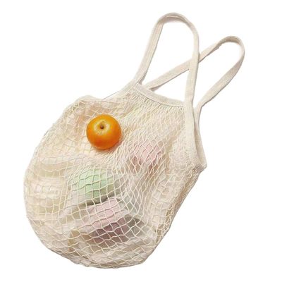 Logo personalizzato Eco Organic Cotton Mesh Net Sacchetto da shopping riutilizzabile per alimenti vegetali Frutta