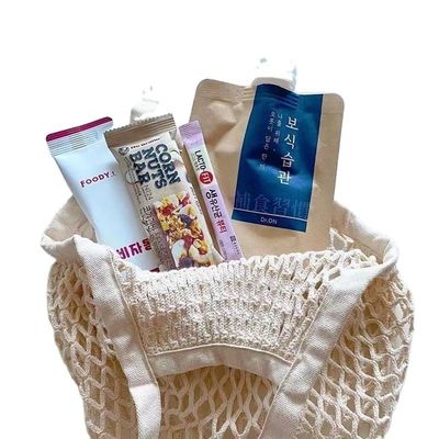 Logo personalizzato Eco Organic Cotton Mesh Net Sacchetto da shopping riutilizzabile per alimenti vegetali Frutta