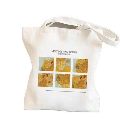 Cartoon Pattern Reusable Canvas Cotton Shopping Tote Bag con logo personalizzato Eco Friendly
