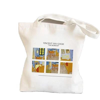 Cartoon Pattern Reusable Canvas Cotton Shopping Tote Bag con logo personalizzato Eco Friendly