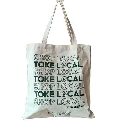 Borse per acquisti riutilizzabili su misura di tela di cotone di taglia media con design ecologico