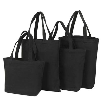 Borsa di carta stampata di cotone nero per lo shopping