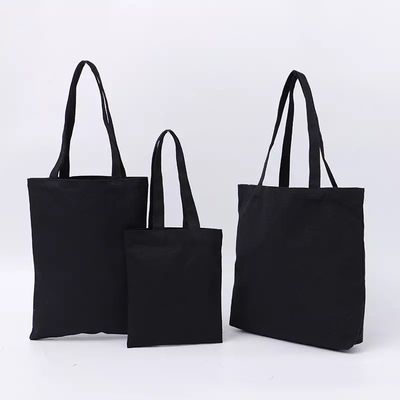 Borsa di carta stampata di cotone nero per lo shopping