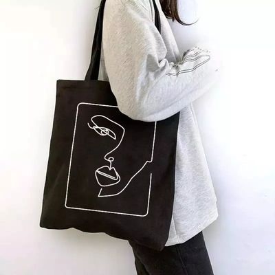 Borsa di carta stampata di cotone nero per lo shopping