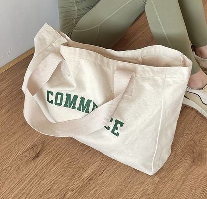 Borsa naturale in tela extra grande con stampa del logo per le necessità di acquisto