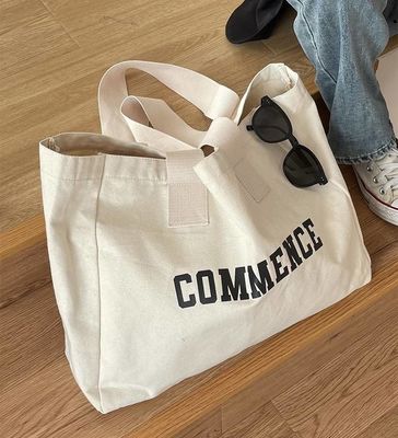 Borsa naturale in tela extra grande con stampa del logo per le necessità di acquisto