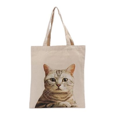 Cute Cat Pattern Canvas Tote Bag riutilizzabile per acquisti e viaggi ecologici