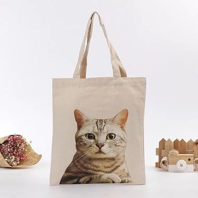 Cute Cat Pattern Canvas Tote Bag riutilizzabile per acquisti e viaggi ecologici